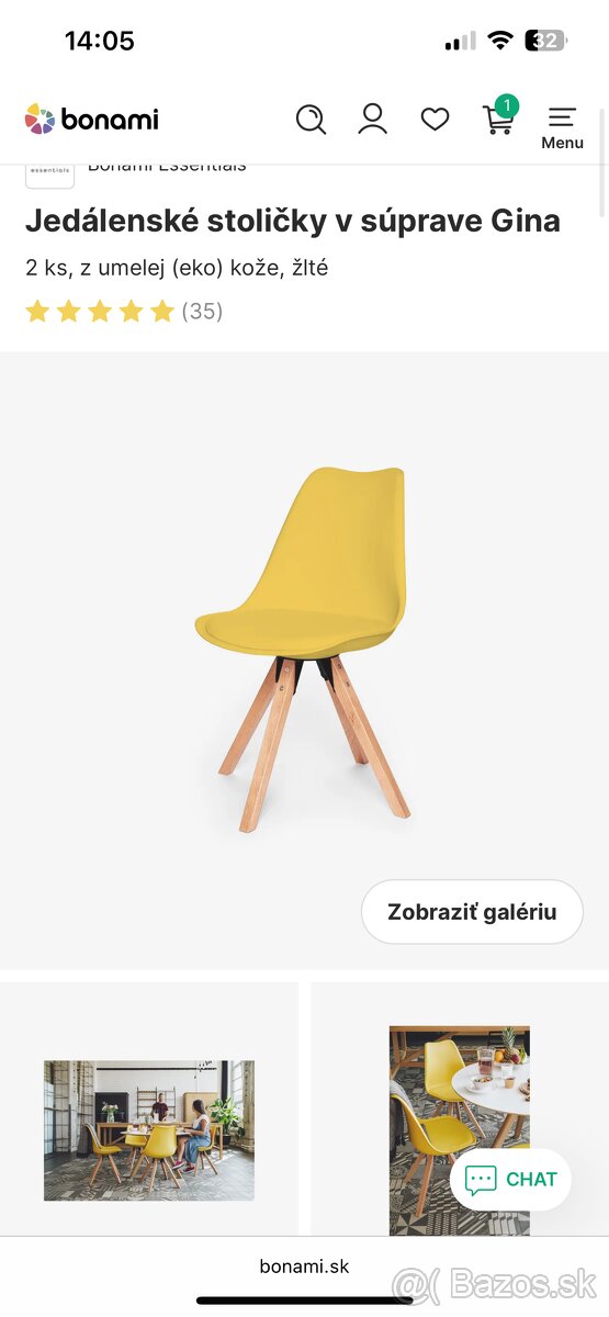 Žlté drevené stoličky 2ks - 6