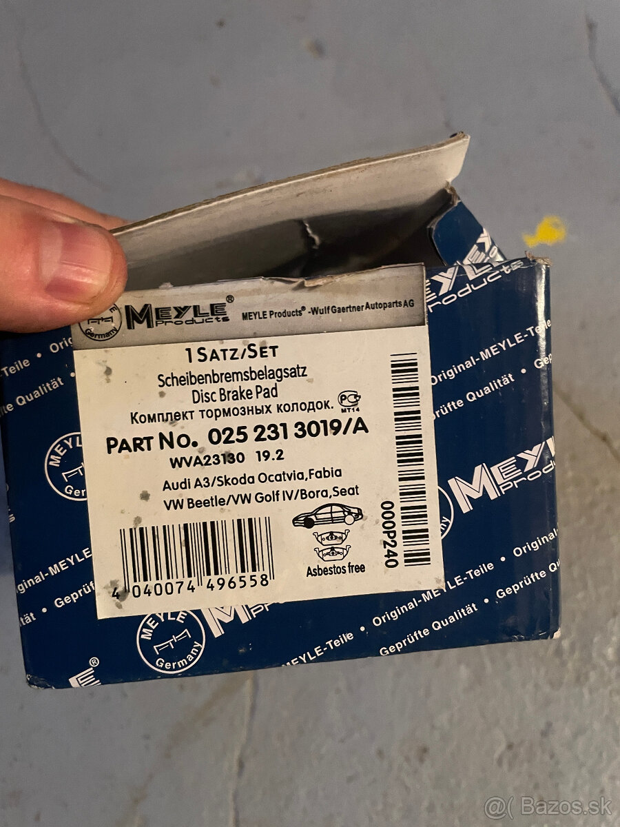 🛑 Predné brzdové doštičky MEYLE - nové, nepoužité - VW - 6