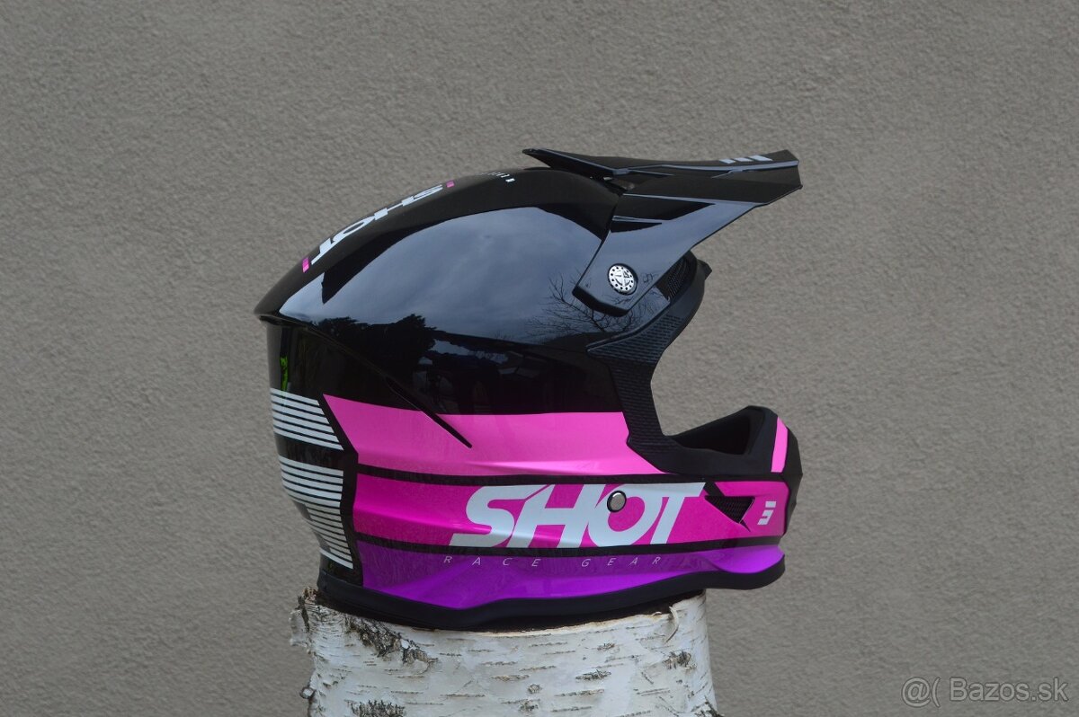 shot enduro lako. ružová helma okuliare - 6