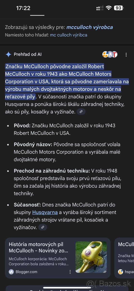 Predám snehovú frézu zn.MC culloch - 6