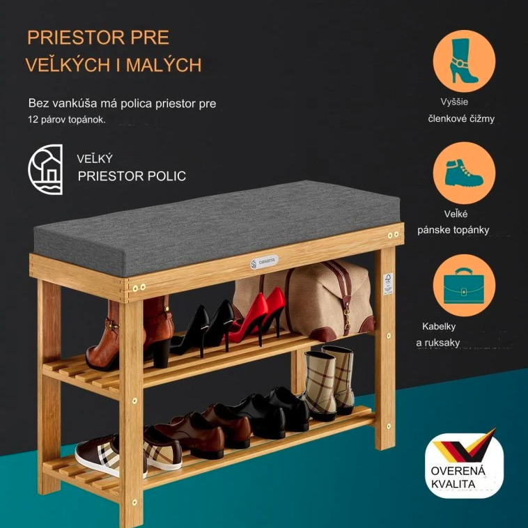 Botník na topánky 90x30x48cm - agát - nosnosť 160 kg - 6