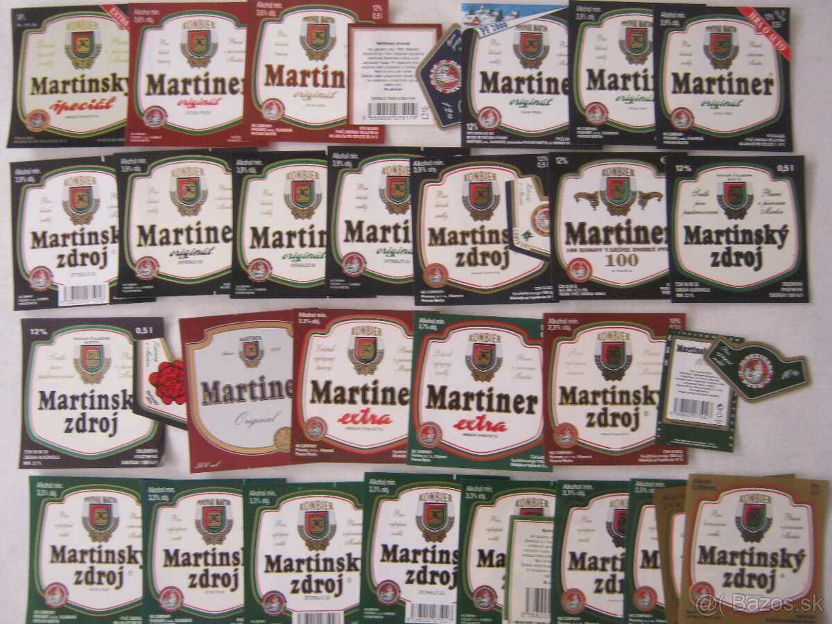 pivní pivné etikety pivovar Martin 190ks 1948-2003 - 6