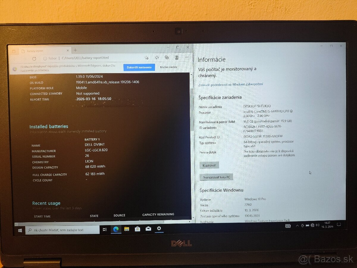 Dell Latitude 5580 | i5 • 16GB • 256GB SSD - 6