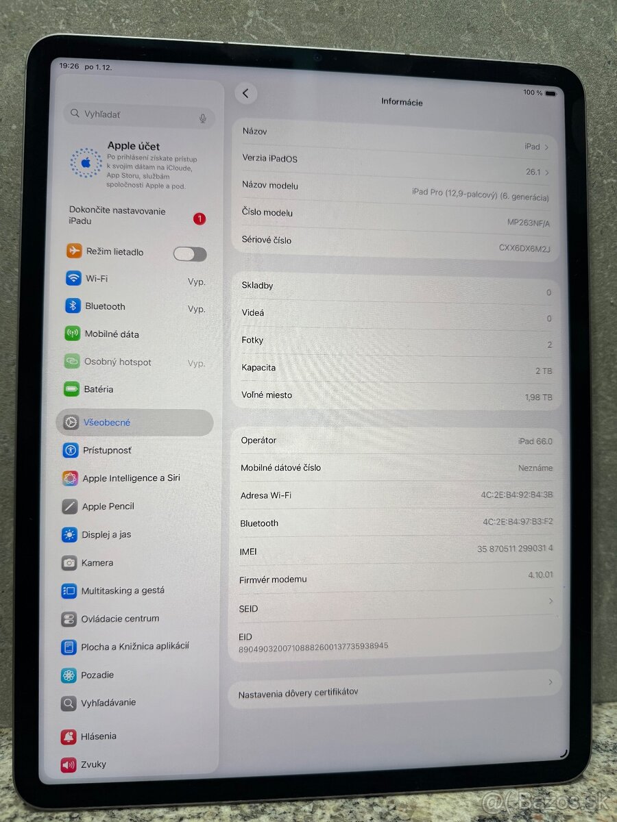 Apple iPad Pro 12.9” 6.Gen 2TB Wifi + Cellular - 6