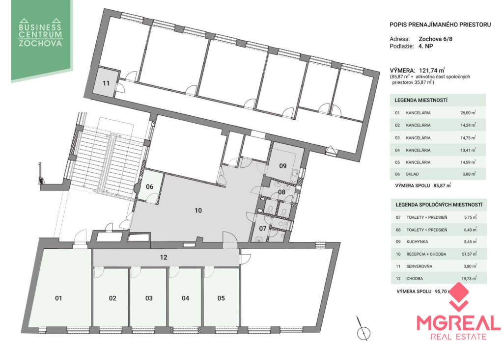 Reprezentatívne kancelárske priestory 122m2, Zochova ul., St - 6