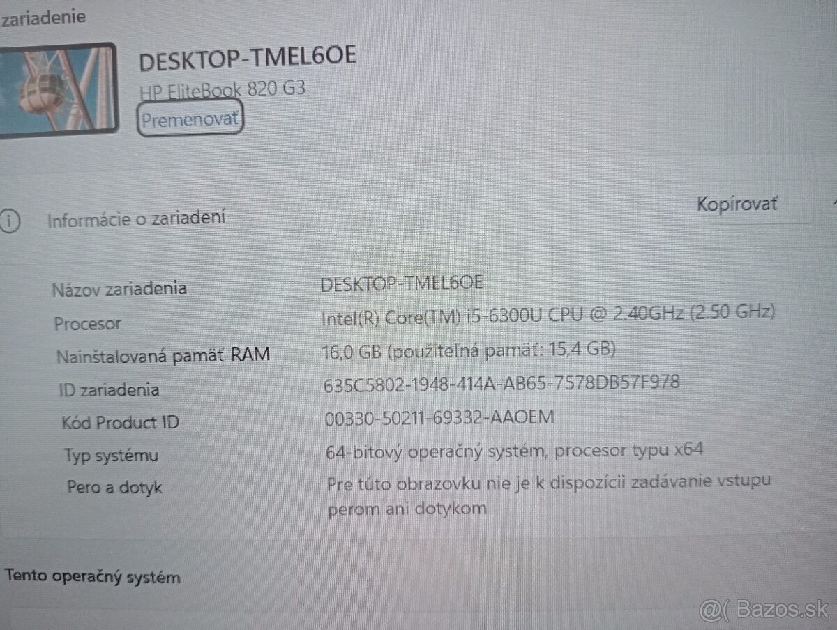 12" HP elitebook 820 g3 - Intel core i5 - 16gb ram - ssd - 6