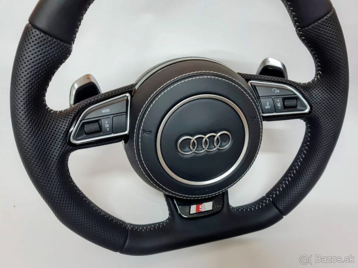 AUDI MULTIFUNKCNY VOLANT S AIRBAGOM A PADLAMI, biela niť . - 6