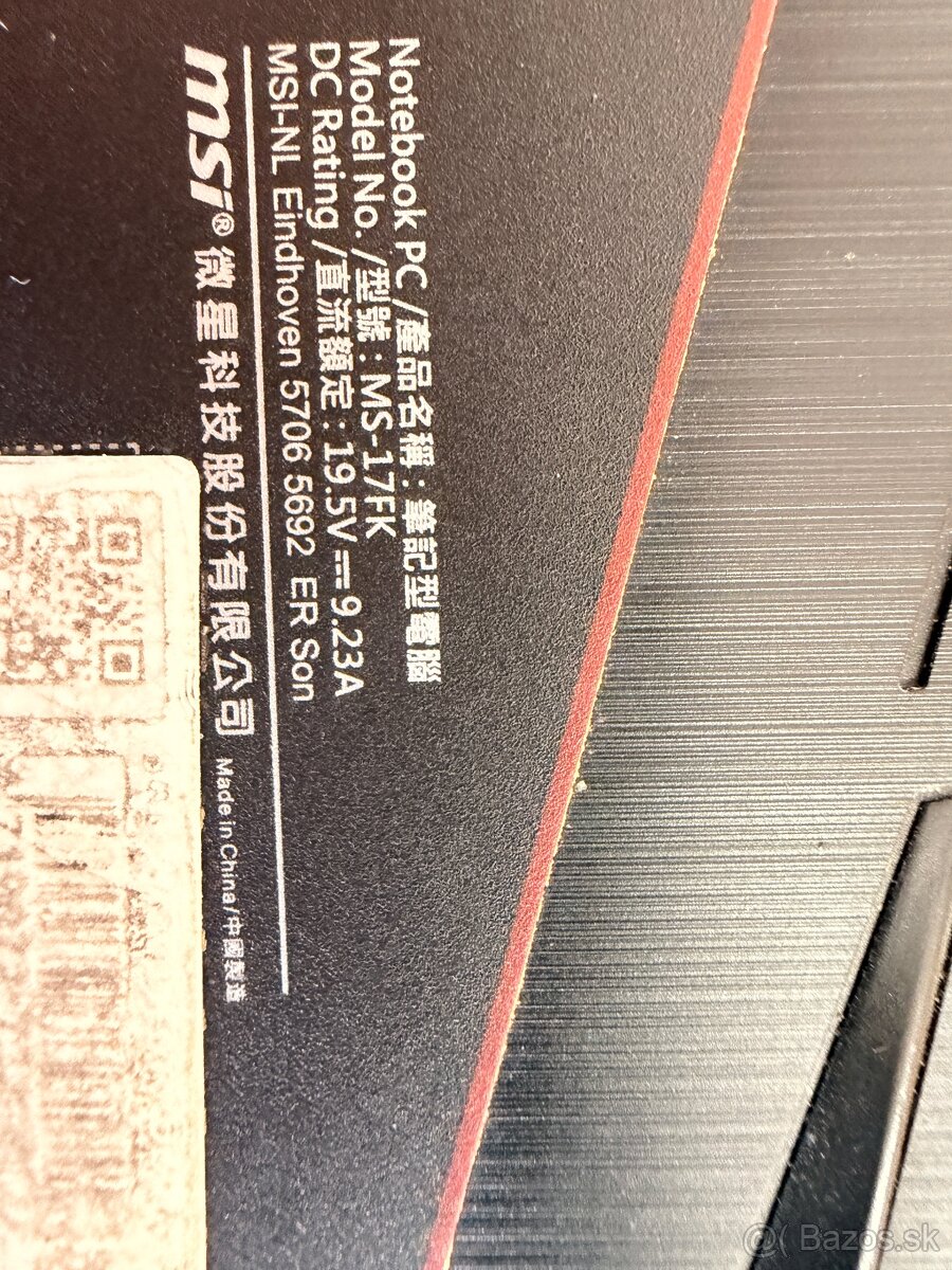 Predám herný notebook MSI Bravo 17 - 6