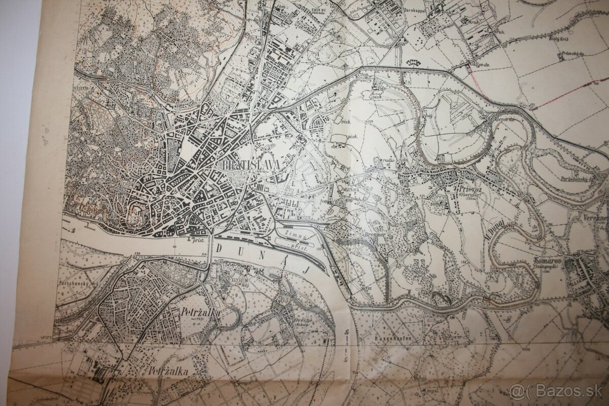 Takmer 100 ročná mapa Bratislavy s okolím - 6