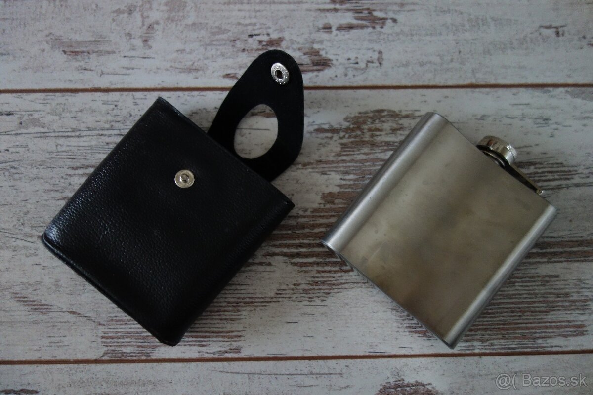 Nerezová ploskačka v koženom puzdre - ťapka - 6