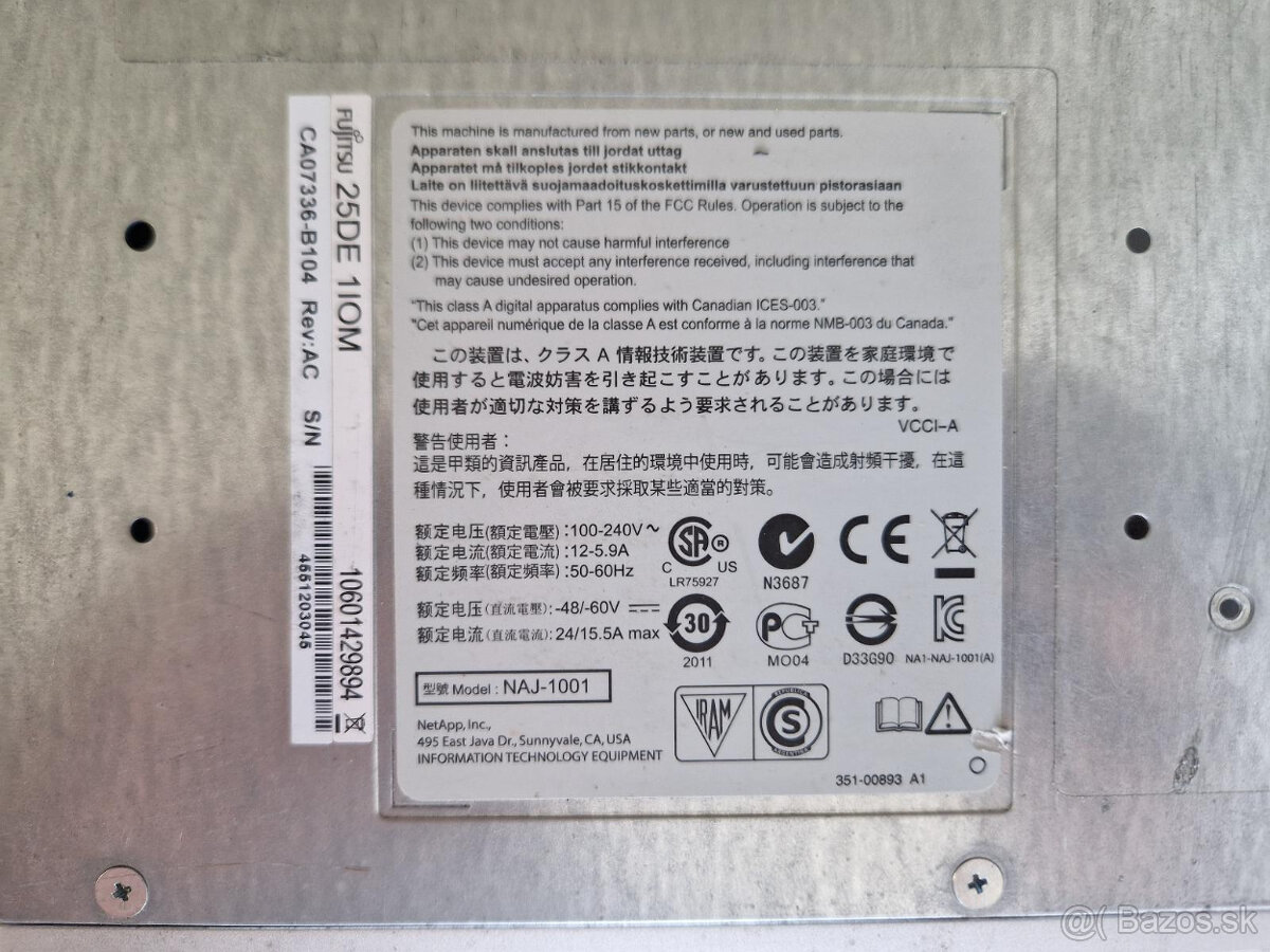 14,4TB diskové pole Fujitsu Eternus (NetApp) + disky - 6