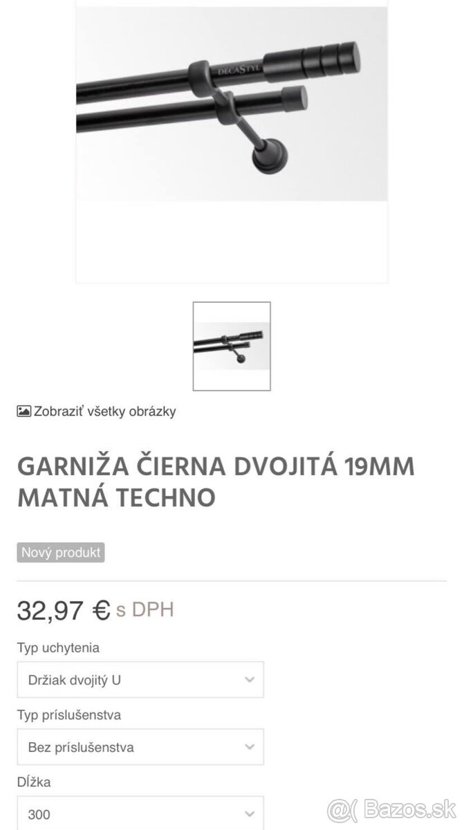Dvojitá čierna matná garniža 2ks - 6