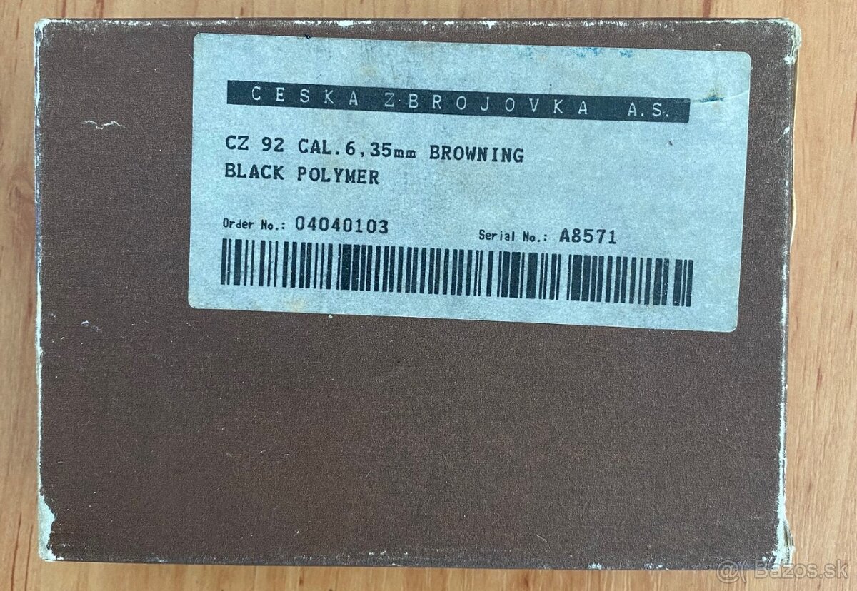 - - - Pištoľ ČZ vzor 92 - kaliber 6.35 Browning - - - - 6