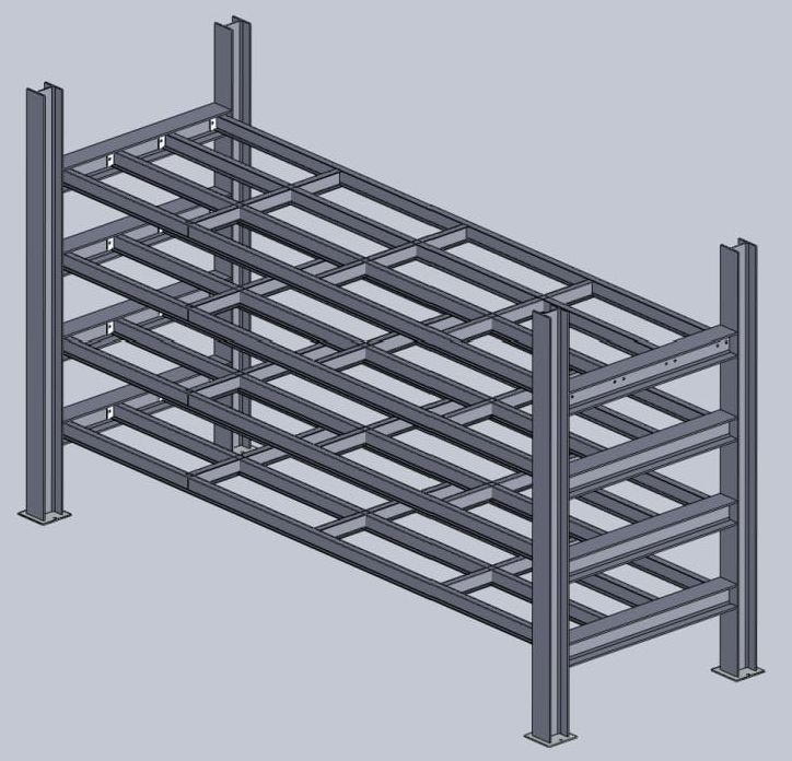 kovový regál 2 ks, 2x4x7m, 5400 kg - 6