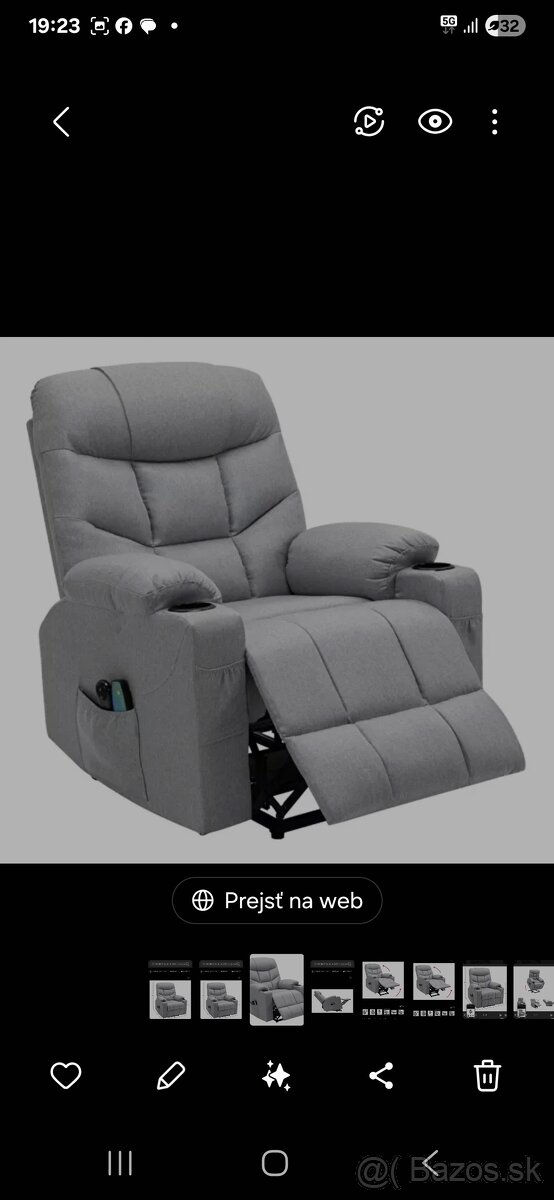 Masážne polohovacie kres vetlosivá, HUDSON - 6