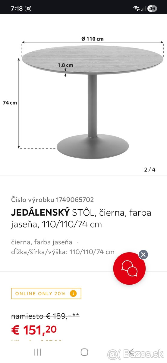 Okrúhly jedálensky stôl 110cm - 6