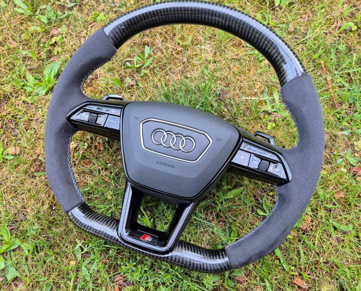 VOLANT AUDI KARBON ALKANTARA ČIERNY PREMIUM DEKOR + RS PADLA - 6