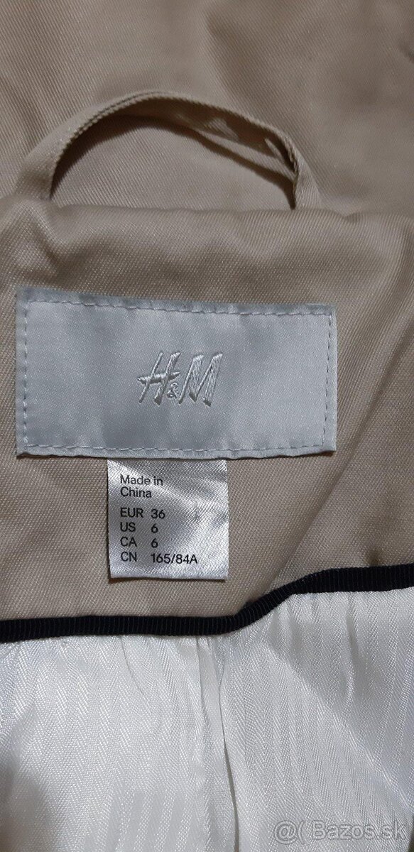 Prechodný krémový kabát H&M 36 - 6