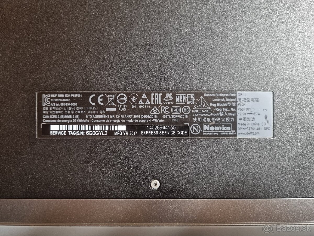 Dell Inspiron 15 Gaming 7567—I7, GTX1050Ti, 16GB, 256GB+1TB - 6