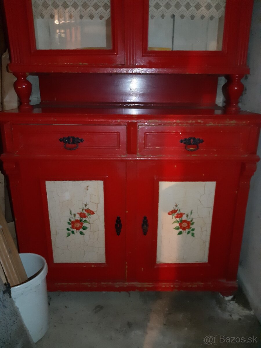 vintage kredenc, komoda, stolička - 6