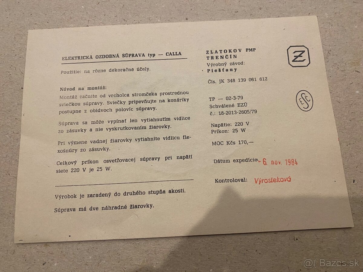 Staré vianočné svetielka zvončeky Calla - 6