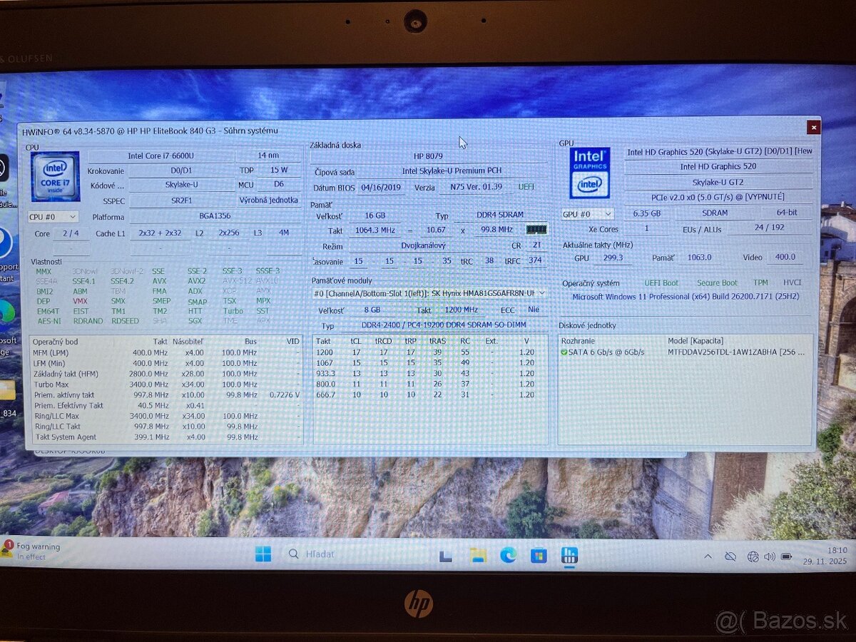 HP Elitebook 840 G3 - Win11pro | 256gb SSD | 16GB DDR4 - 6