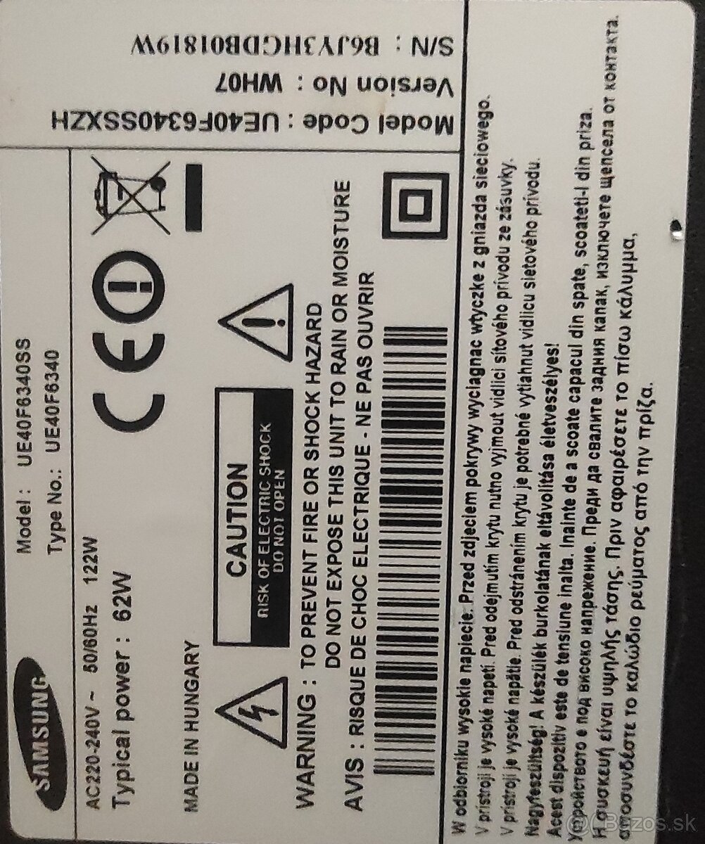 Predám náhradné diely na TV Samsung UE40F6340 a iné kompatib - 6