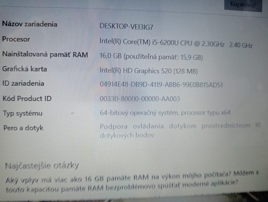 predám Hp probook 650 g2 - Intel core i5 - 16gb - ssd - 6