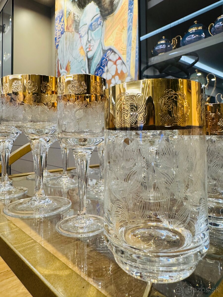 Sada pohárov z krištálového skla LR Czechoslovakia,posielam - 6