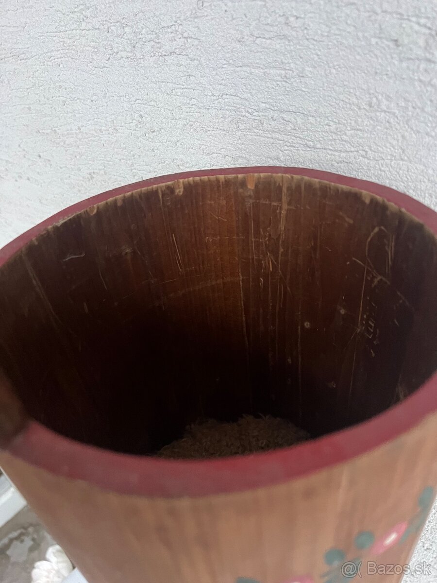 Drevene rucne malovane vedro nadoba - 6