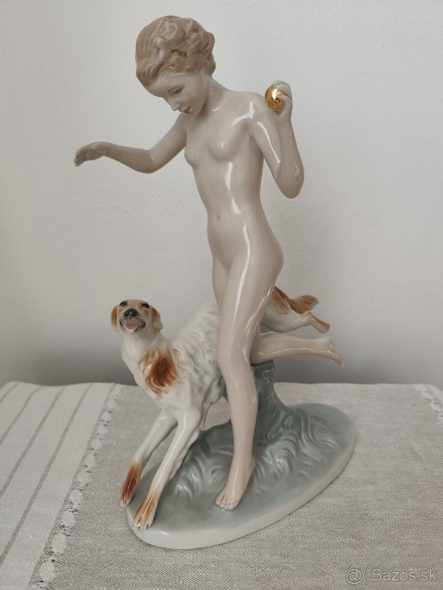 Royal dux Diana akt žena porcelánová soška - 6