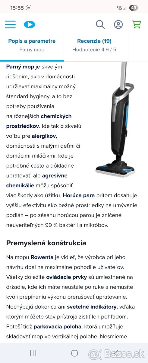 Parný mop Rowenta STEAM POWER RY6555WH - 6