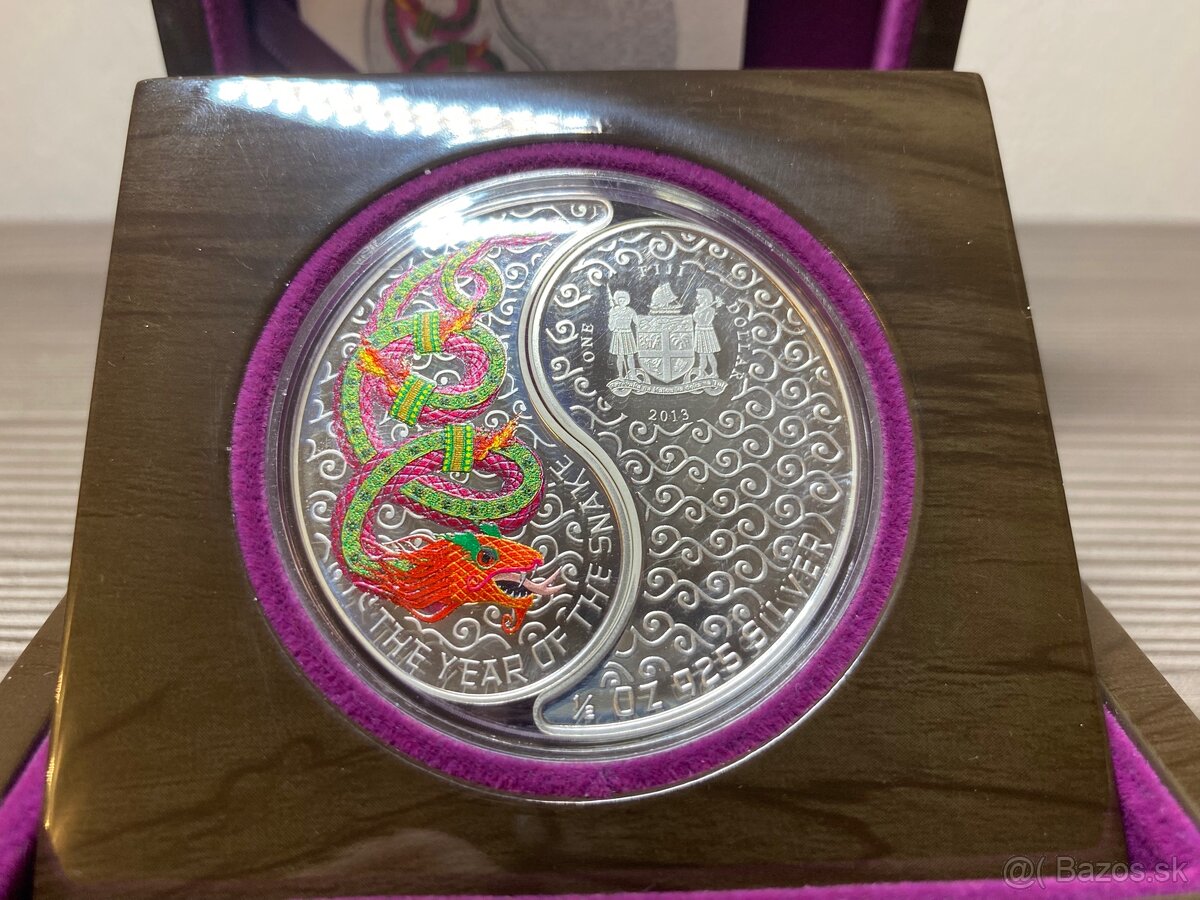 Fiji 2013 snake Yin and Yang Strieborná minca zberatelska - 6