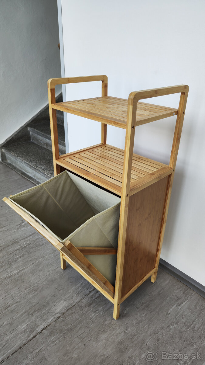 Bambusová polica s košom na prádlo - 6