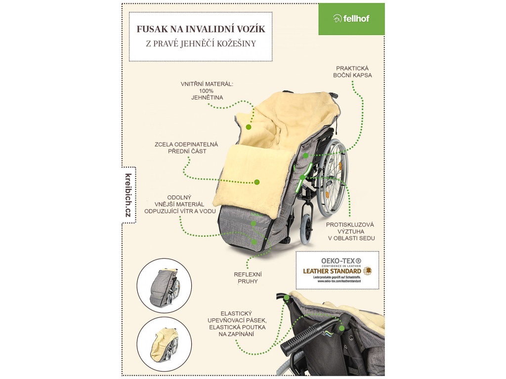 Nánožník/fusak na invalidný vozík, pravá merino kožušina - 6