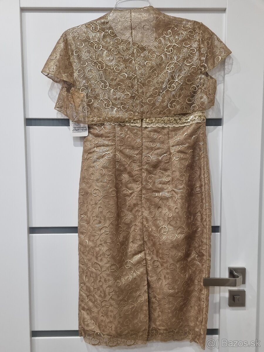 Zlaté šaty s bolérkom, veľ. 40, nové - 6
