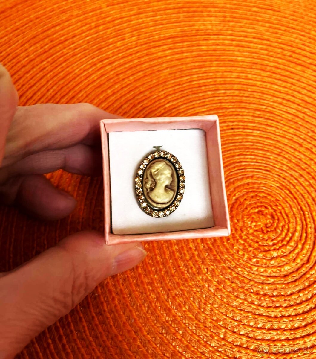 Starožitná kamej súprava náušnice a prsteň - 6