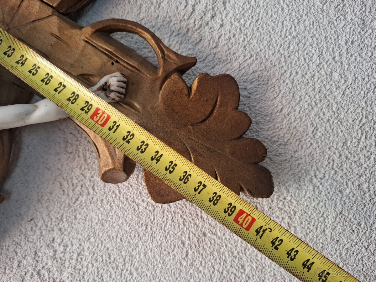 Predám starožitný kríž drevorezba porcelán - 6