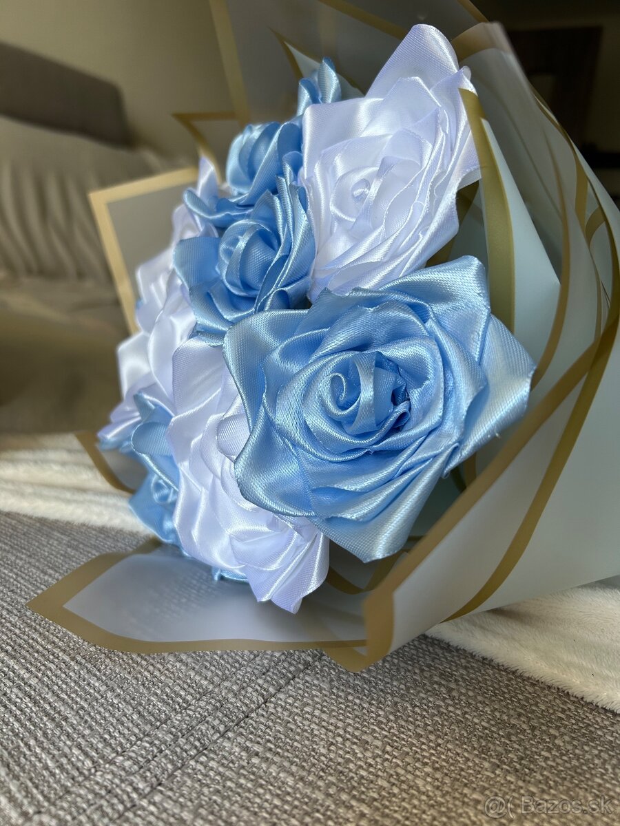 Kytica ruží zo stuhy - 6