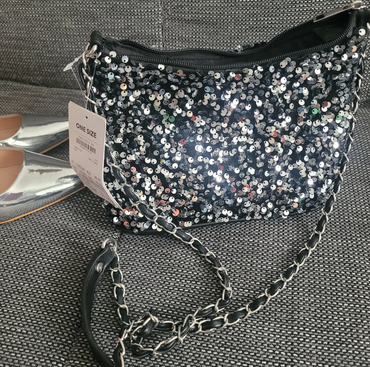 Strieborne lodicky + flitrovana kabelka - 6