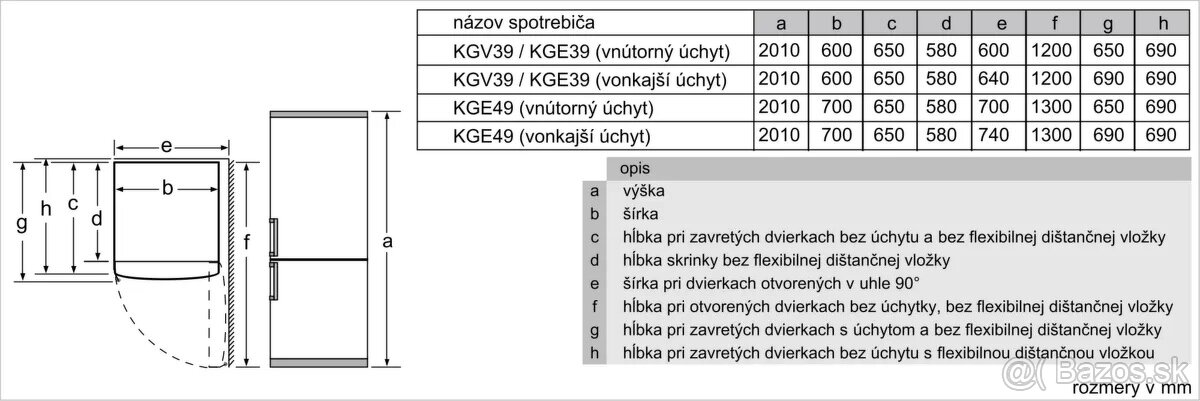 Chladnička s mrazničkou BOSCH kgv39ul30 - 6