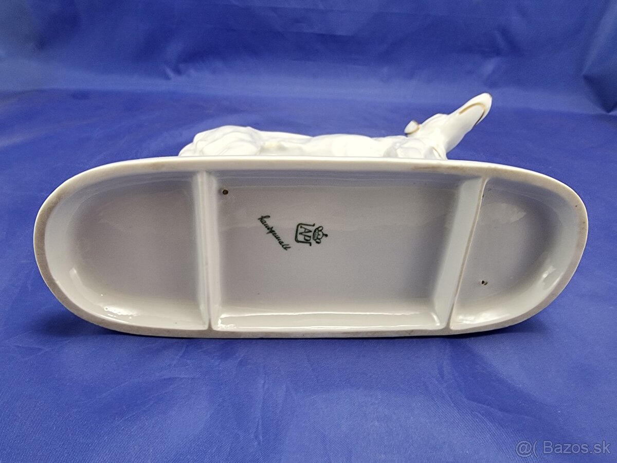 Starožitná porcelánová soška psa- 19.9/17.6 cm - 6
