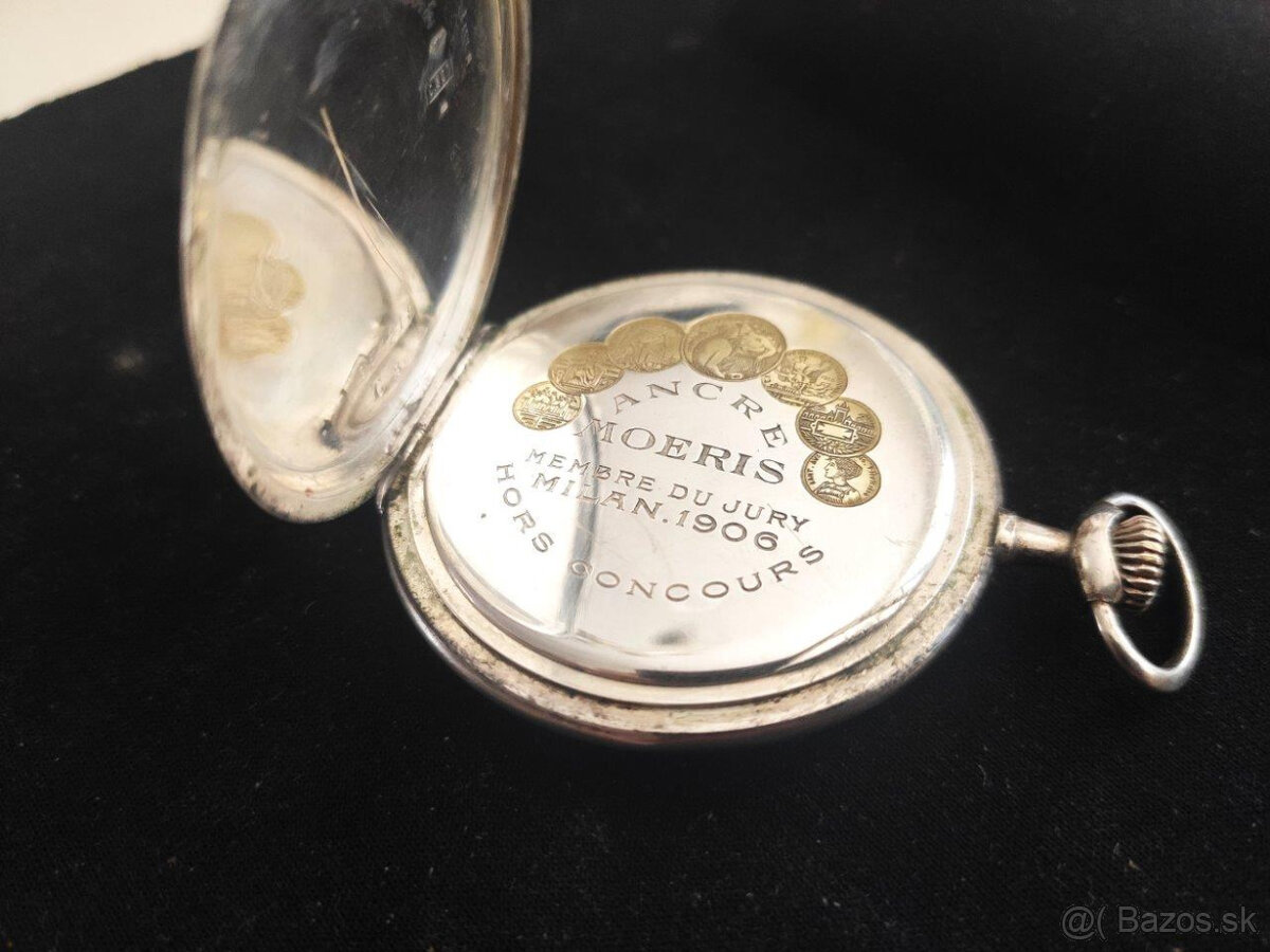 MOERIS swiss pánske vreckové strieborné hodinky - 6