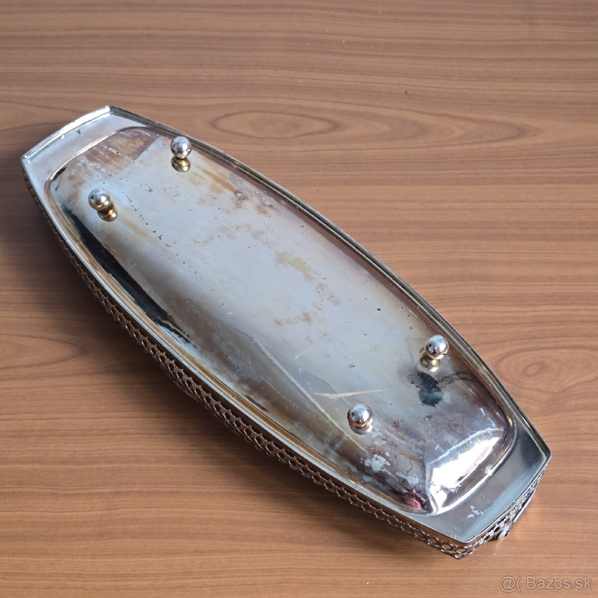 Gravírovaný postriebrený podnos - 6