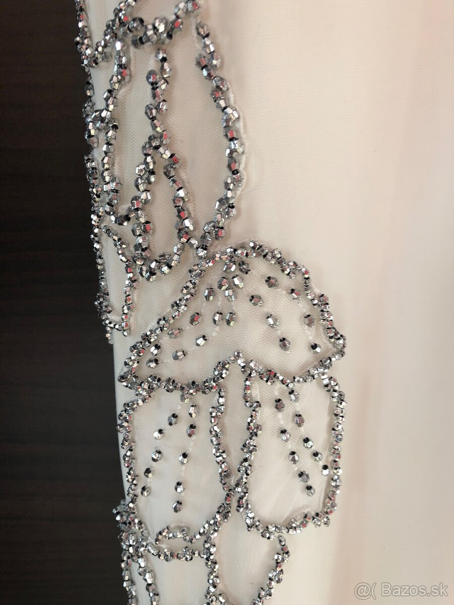 Luxusné svadobné / spoločenské šaty – ručne zdobené - 6