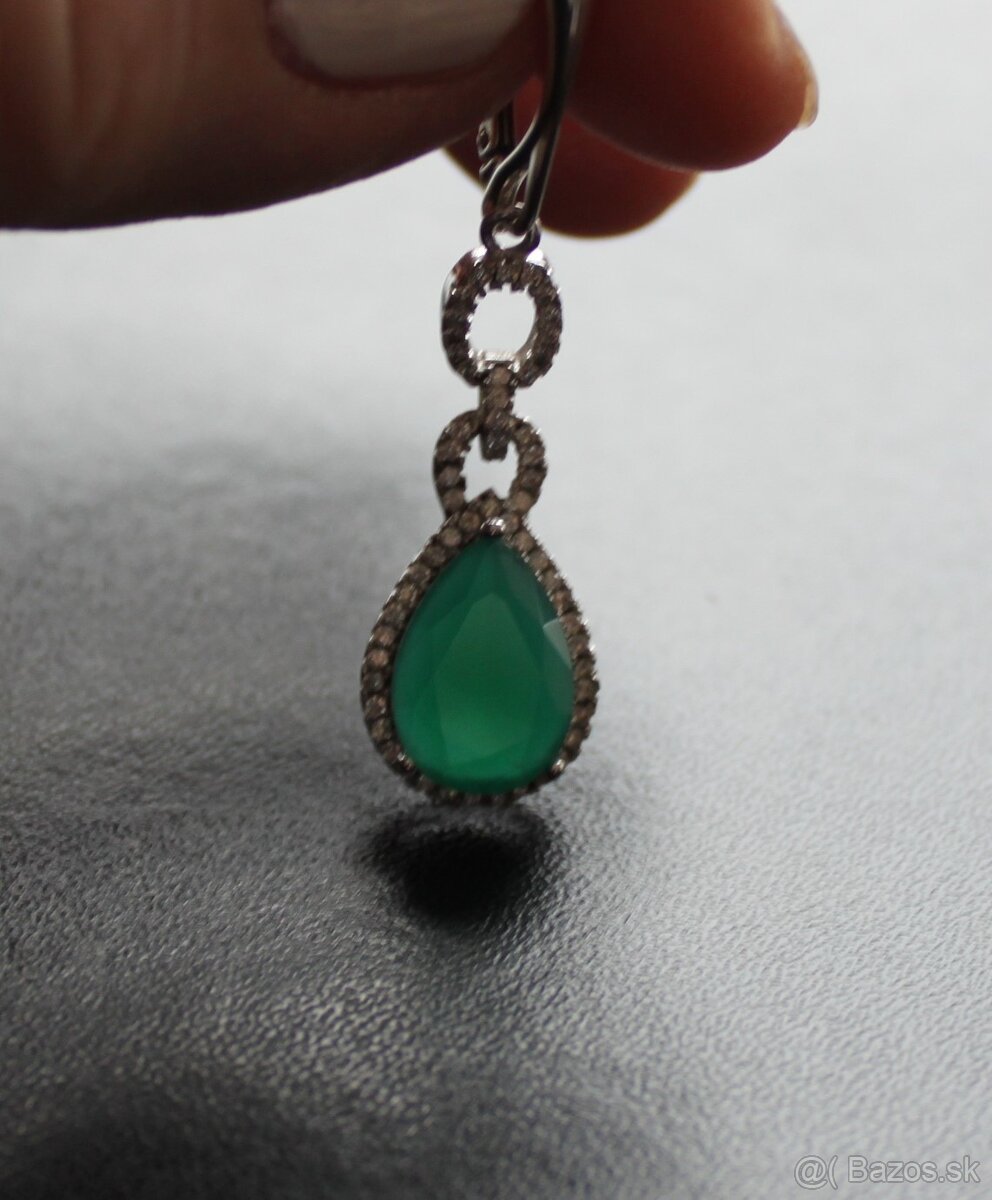 Prsteň a náušnice zelený jadeit - 6