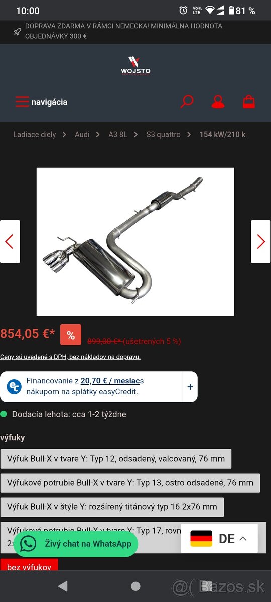 nerez. vyfuk bullX Audi s3 8l - 6