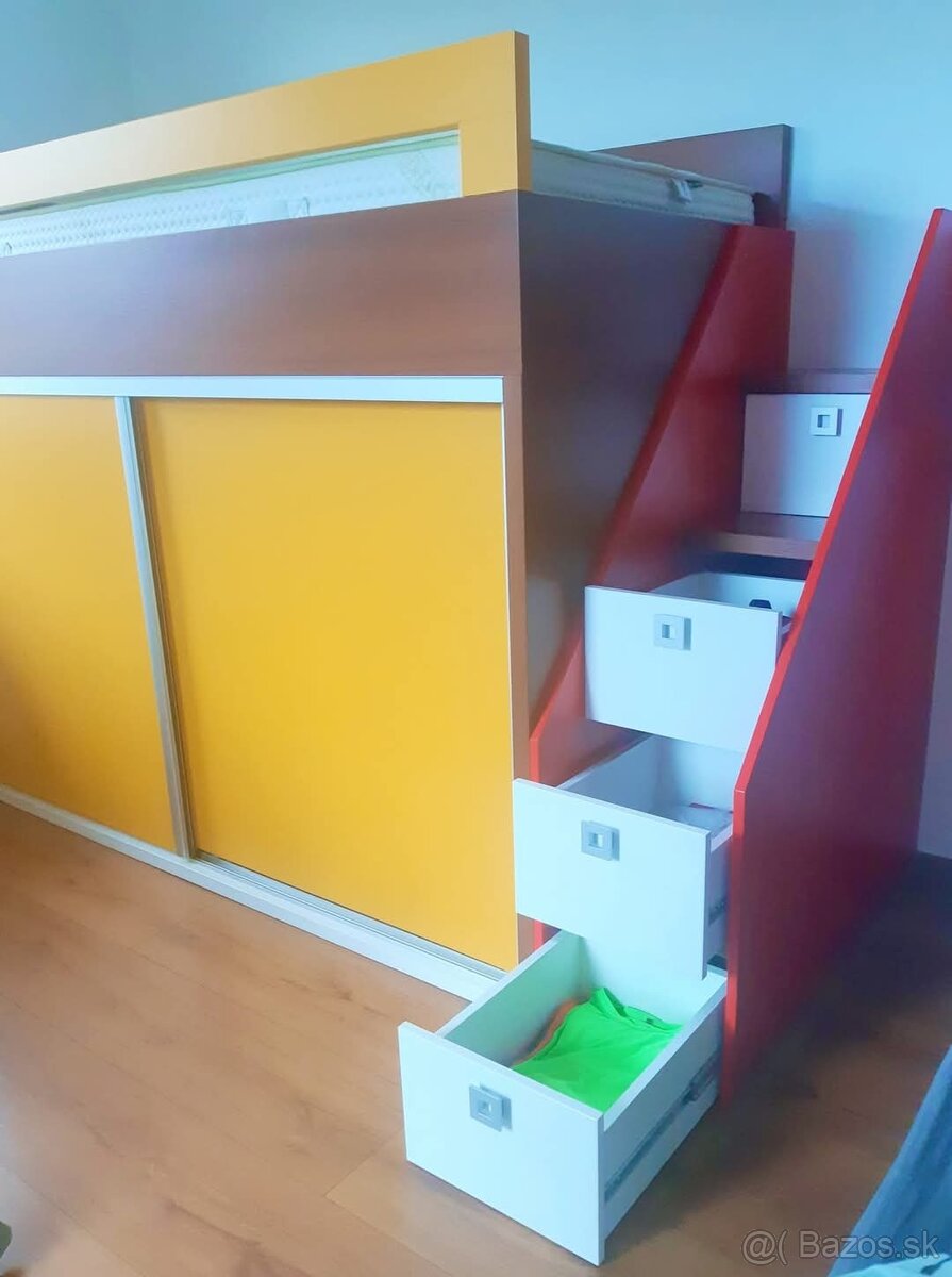 Vyvýšená posteľ so skriňou - 6