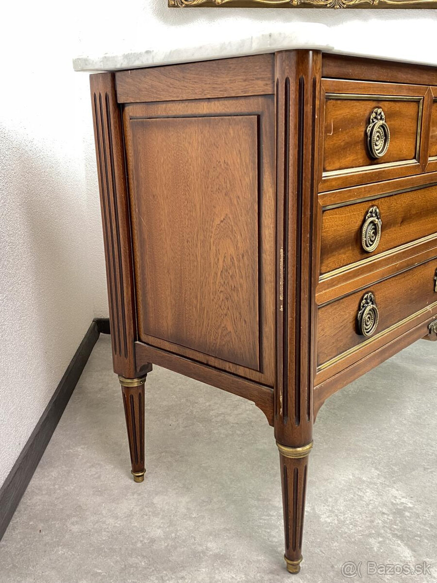 Masívna šuplíková komoda s mramorom - 6