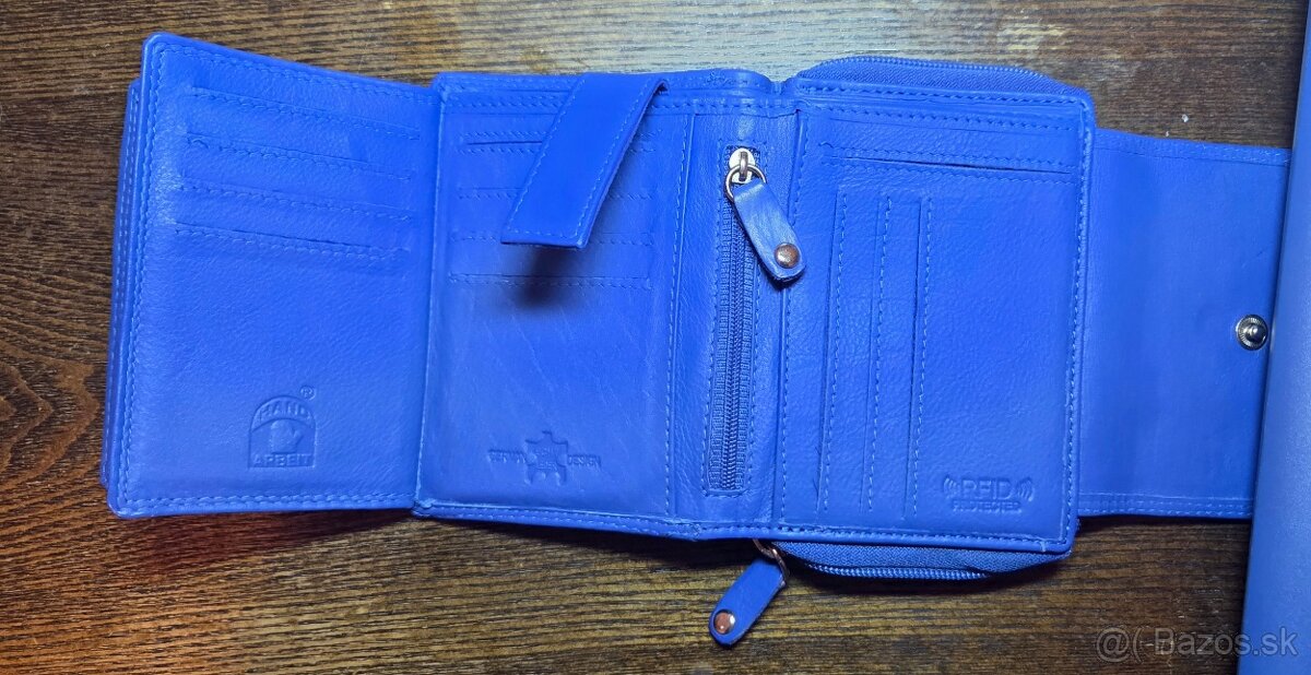 Pekná modrá kožená peňaženka - 6